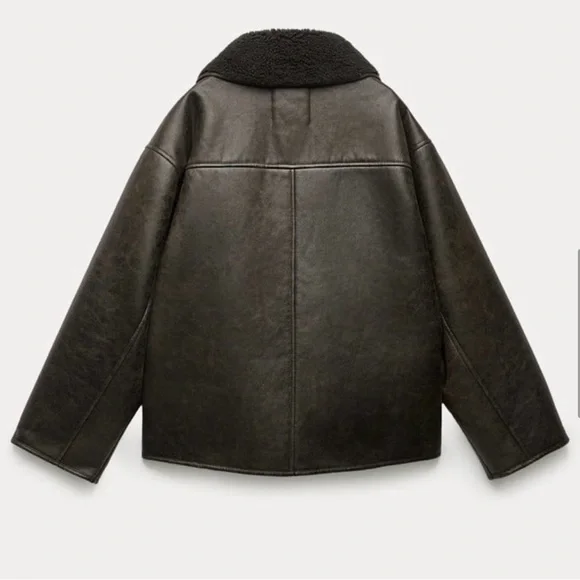 Zara Dark Brown Bomber Jacket - Picture 3 of 5